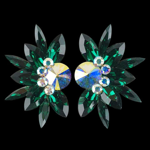Earrings, Emerald and Peridot Rhinestones
