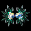 Euro Glam Earrings, Clip-On, Swarovski Emerald - Crystal AB