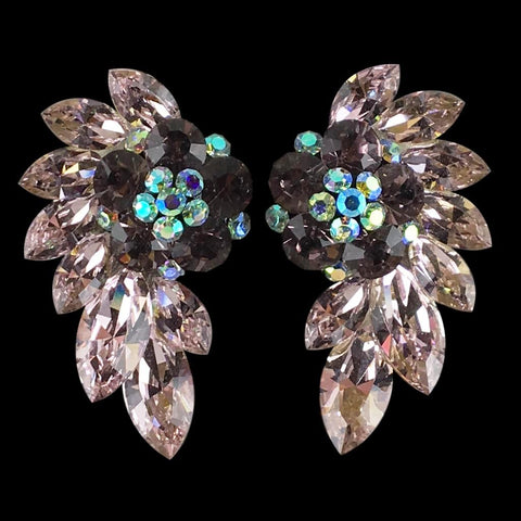 Earrings, Emerald - Champagne - Topaz - Crystal AB Rhinestones