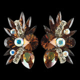 Euro Glam Earrings, Clip-On, Swarovski Smoked Topaz - Crystal AB - Crystal