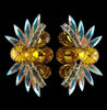 Euro Glam Earrings, Clip-On, Swarovski Citrine - Crystal AB