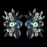 Euro Glam Earrings, Clip-On, Swarovski Montana - Crystal AB