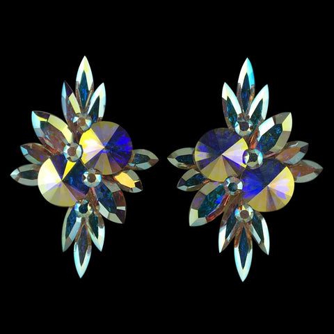 Earrings, Light Siam Rhinestones