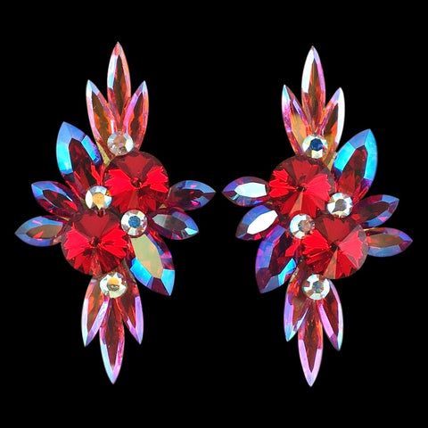 Earrings, Light Siam Rhinestones