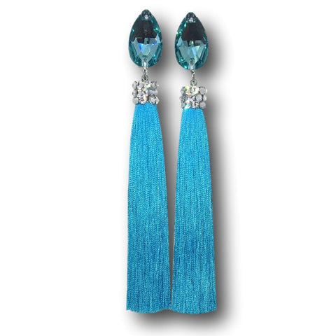 Earrings, Sapphire and Padparadsha Rhinestones