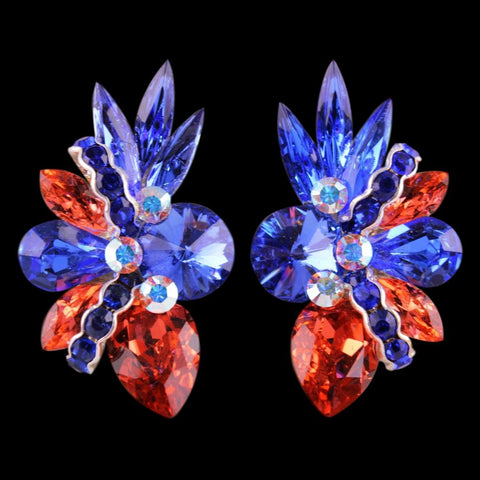 Earrings, Tanzanite and Crystal AB Rhinestones