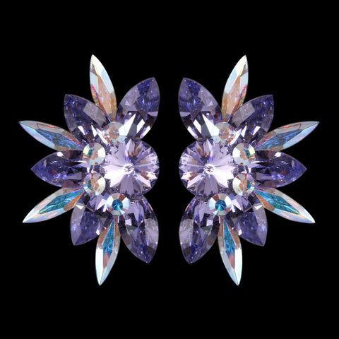 Earrings, Indigo and Crystal AB Rhinestones