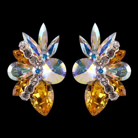 Earrings, Light Siam and Crystal AB Rhinestones