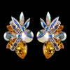Euro Glam Earrings, Clip-On, Crystal AB - Citrine