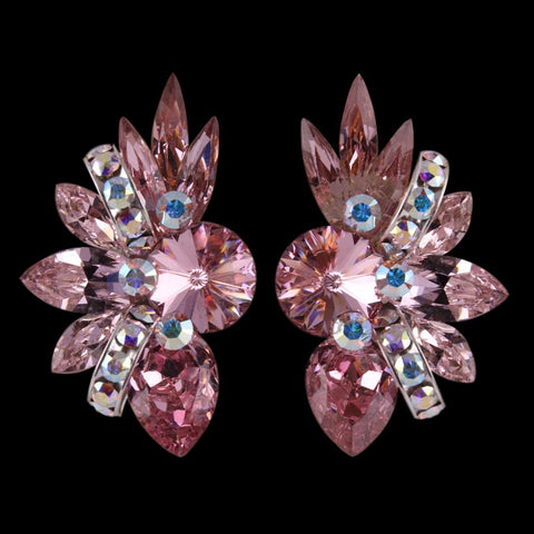 Earrings, Indigo and Crystal AB Rhinestones