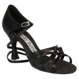 Ray Rose Latin Dance Shoes for Women, Model 820 Blizzard, Black Satin, Heel 3