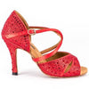 Women's Latin Dance Shoes, Model Gem, Ruby Red, Heel 3.5
