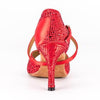 Women's Latin Dance Shoes, Model Gem, Ruby Red, Heel 3.5