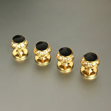 Shirt Studs - Round Gold with Jet & Crystal Stones
