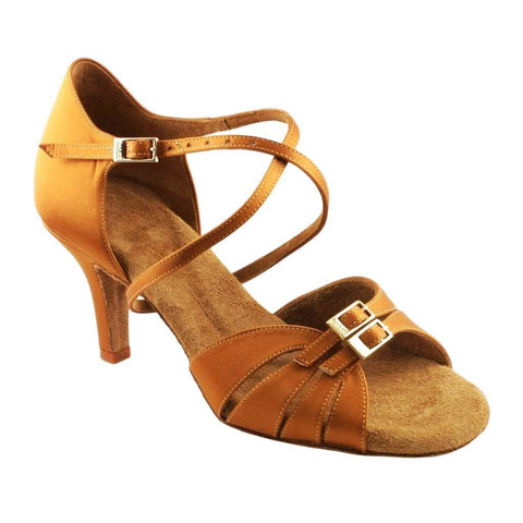 Women's Latin Dance Shoes, Model 2324, Heel EH4G, Tan 3