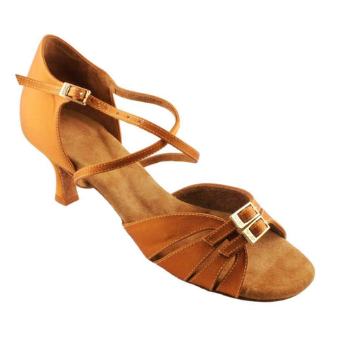 Women's Latin Dance Shoes, Model 2324, Heel EH10, Tan 3