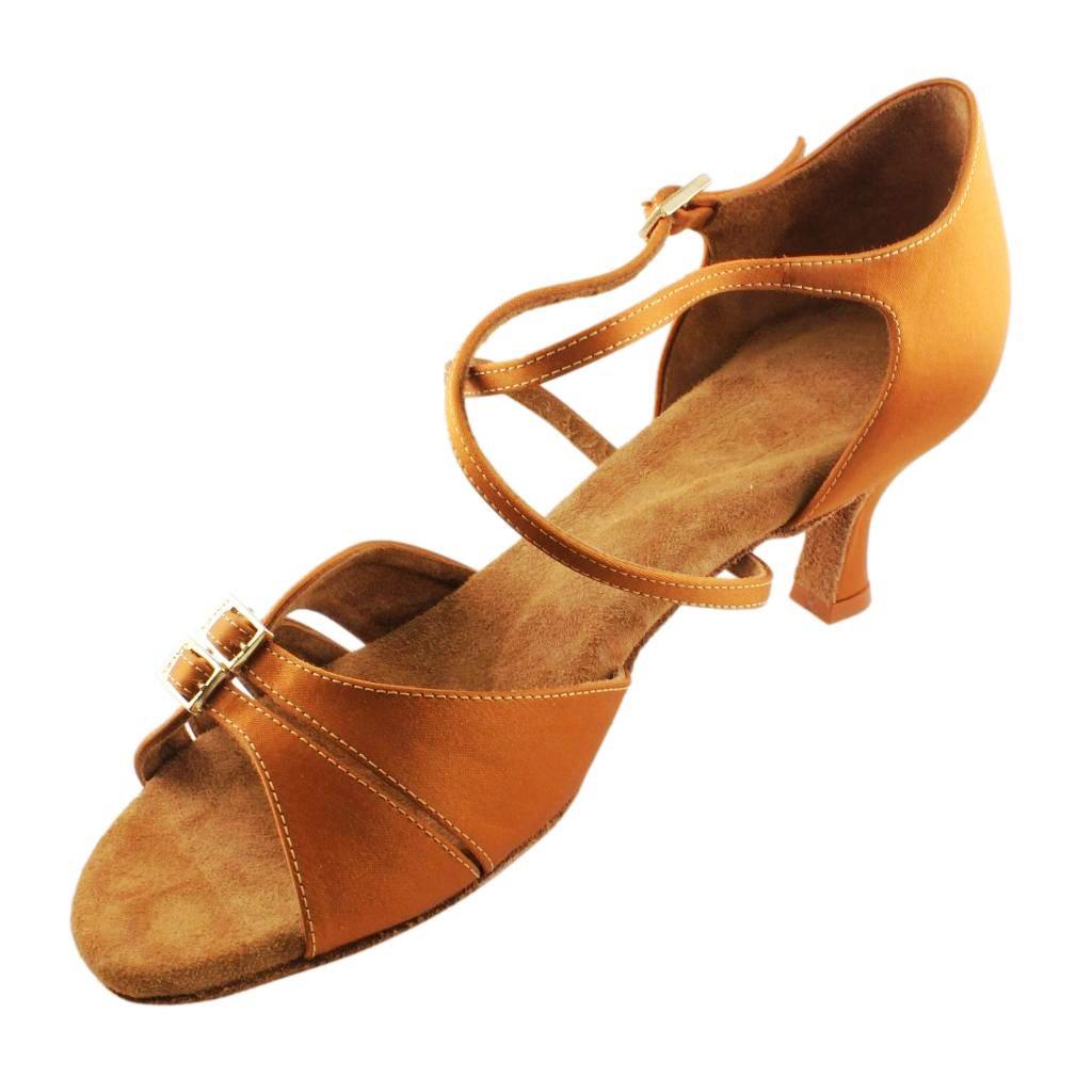 Women's Latin Dance Shoes, 2274 Tatiana, Light Cedar Satin, Heel 6cm Flare W