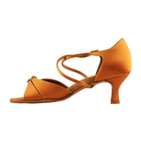 Women's Latin Dance Shoes, 2274 Tatiana, Light Cedar Satin, Heel 6cm Flare W