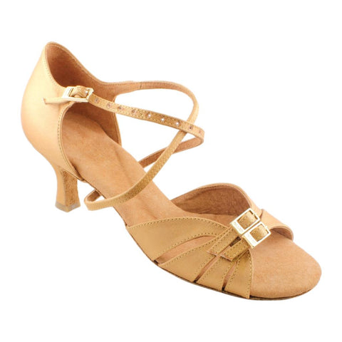 Women's Latin Dance Shoes, Model 2324, Heel EH10, Tan 3