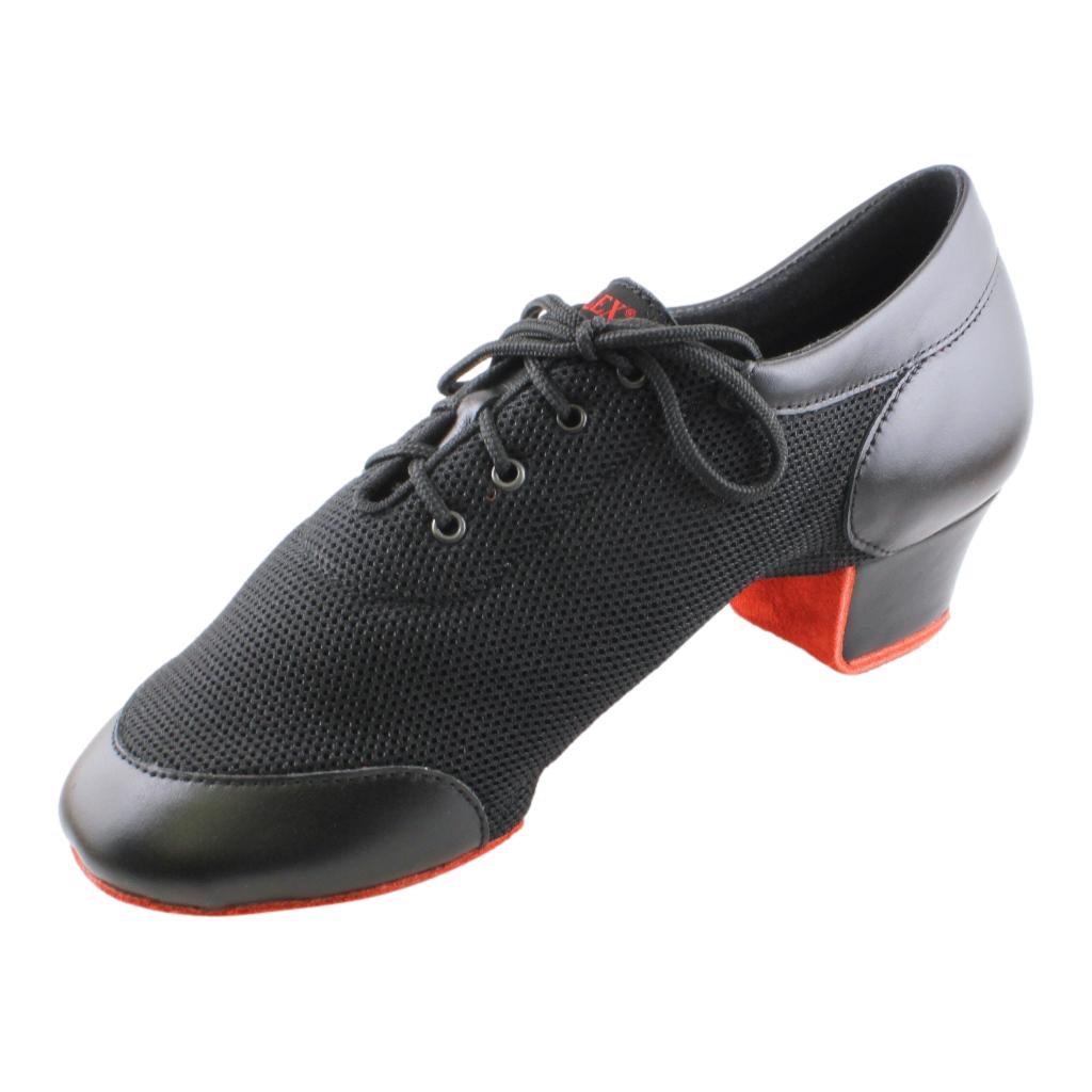 Practice Dance Shoes, 4000 Vento, Black Leather Mesh, Red Sole