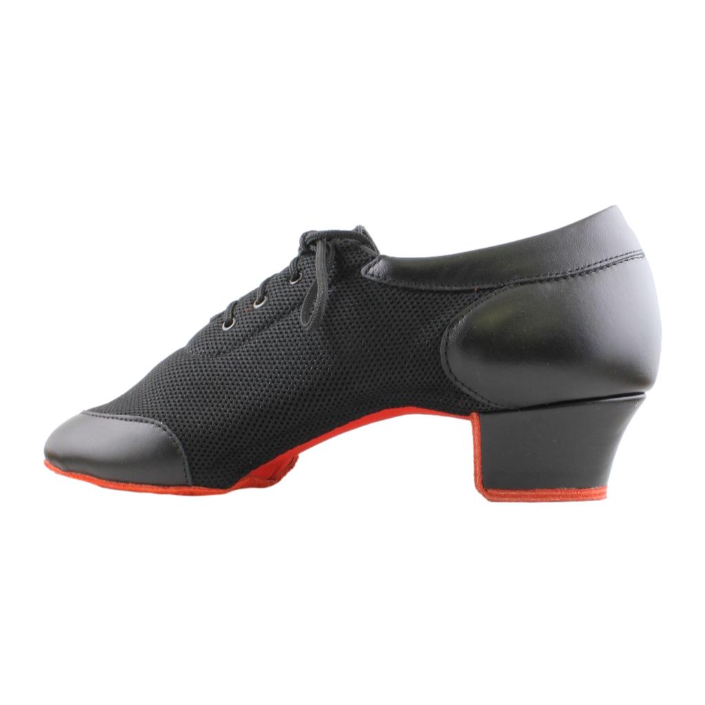 Practice Dance Shoes, 4000 Vento, Black Leather Mesh, Red Sole